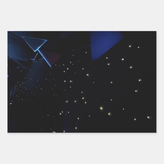 Feuille De Papier Cadeau Thème Espace avec étoiles (Devant 2)