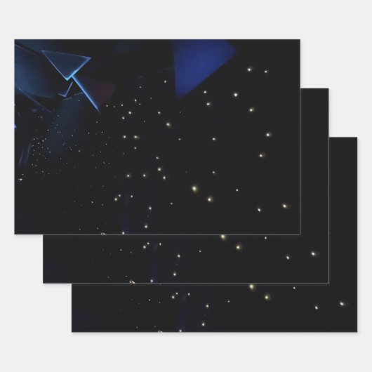 Feuille De Papier Cadeau Thème Espace avec étoiles (Lot)