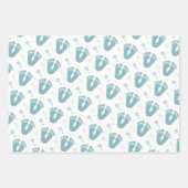 Feuille De Papier Cadeau Thème garçon bleu empreintes de bébé mignon (Devant 3)