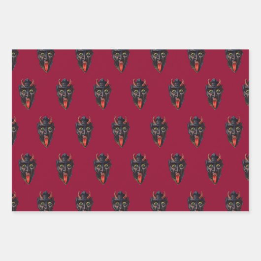 Feuille De Papier Cadeau Thème Krampus (Devant)