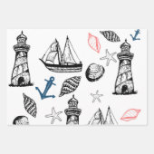 Feuille De Papier Cadeau Thème nautique, Thème marin, Thème marin (Devant)