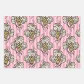 Feuille De Papier Cadeau Thème Paris rose et or (Devant 3)