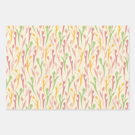 Feuille De Papier Cadeau Thème printemps 3 motifs floraux (Devant 2)