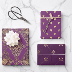 Feuille De Papier Cadeau Thème Purple and Gold Paris