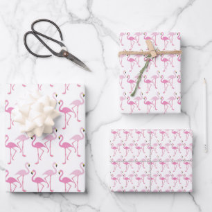 Feuille De Papier Cadeau Thème Rétro Pink Flamingo