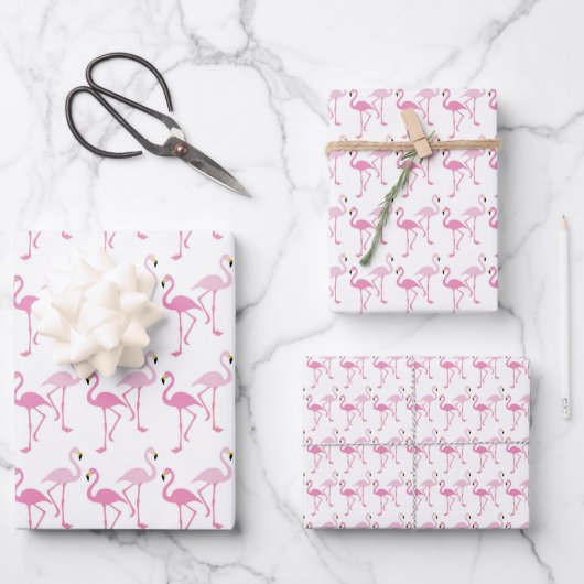 Feuille De Papier Cadeau Thème Rétro Pink Flamingo (Recto)