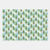 Feuille De Papier Cadeau Three Christmas Trees and Gifts Patterns (Devant)