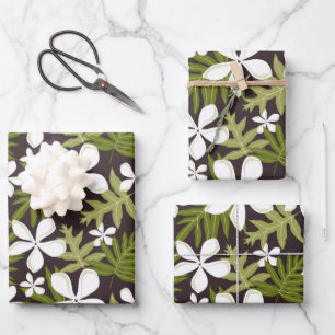 FEUILLE DE PAPIER CADEAU TIARE (COMBO OLIVE)