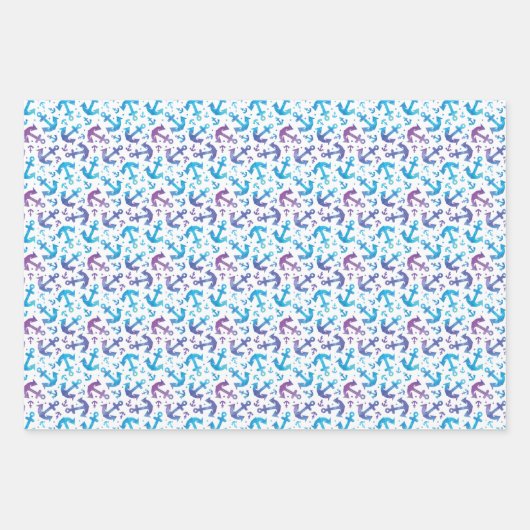 Feuille De Papier Cadeau Tie Dye Motif Ancre (Devant 3)