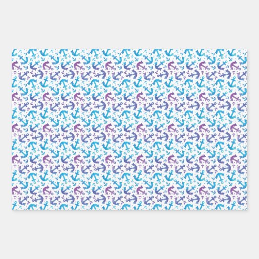 Feuille De Papier Cadeau Tie Dye Motif Ancre (Devant)
