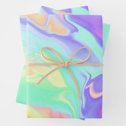 Feuille De Papier Cadeau Tie Dye Swirl Pastel Super (En situation)