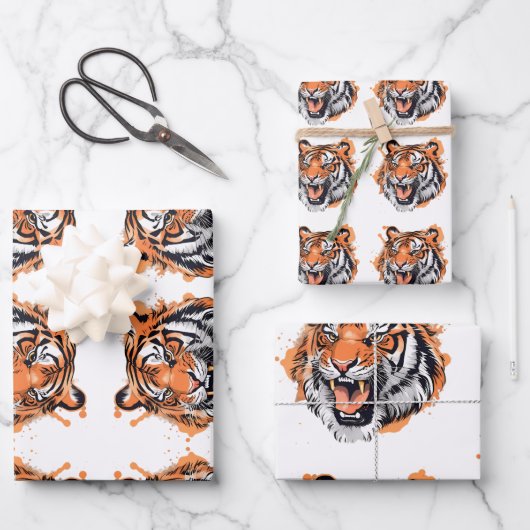 Feuille De Papier Cadeau Tiger Portrait (Recto)