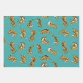 Feuille De Papier Cadeau Tiger sur Motif Turquoise (Devant 3)