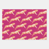 Feuille De Papier Cadeau Tigre orange clair moderne rose chaud (Devant)