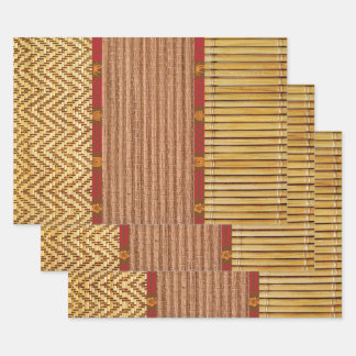 Feuille De Papier Cadeau Tiki textures bambou et roseau