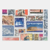 Feuille De Papier Cadeau Timbre de poste rétro (Devant 2)