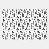 Feuille De Papier Cadeau Timbre d'encre blanche et noire (Devant 2)