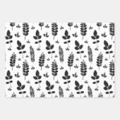 Feuille De Papier Cadeau Timbre d'encre blanche et noire (Devant)