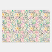 Feuille De Papier Cadeau Timbres de voyage fête d'anniversaire (Devant 2)