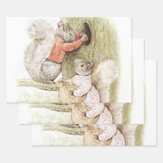 Feuille De Papier Cadeau Timmy Tiptots et Goody Squirrel par Beatrix Potter (Lot)