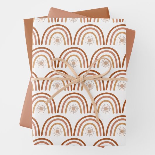 Feuille De Papier Cadeau TINLEY Bohemian Terracotta Rainbow Sun (En situation)