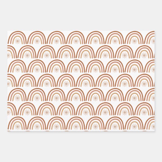 Feuille De Papier Cadeau TINLEY Bohemian Terracotta Rainbow Sun (Devant)