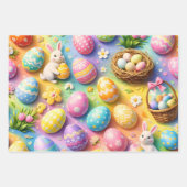 Feuille De Papier Cadeau Title whimsical Easter bunny and colourful egg pat (Devant 3)