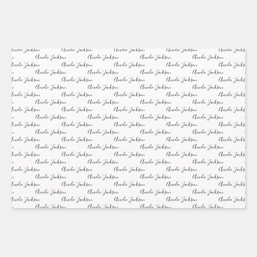 Feuille De Papier Cadeau To Your Name Modern Handwriting White Black Red (Devant 2)