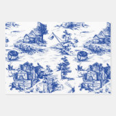 Feuille De Papier Cadeau Toile Bleu Français Tour (Devant 3)