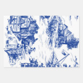 Feuille De Papier Cadeau Toile Bleu Français Tour (Devant)