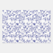 Feuille De Papier Cadeau Toile bleue et blanche (Devant)