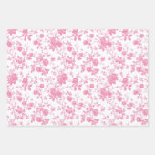 Feuille De Papier Cadeau Toile rose florale Chinoiserie (Devant)