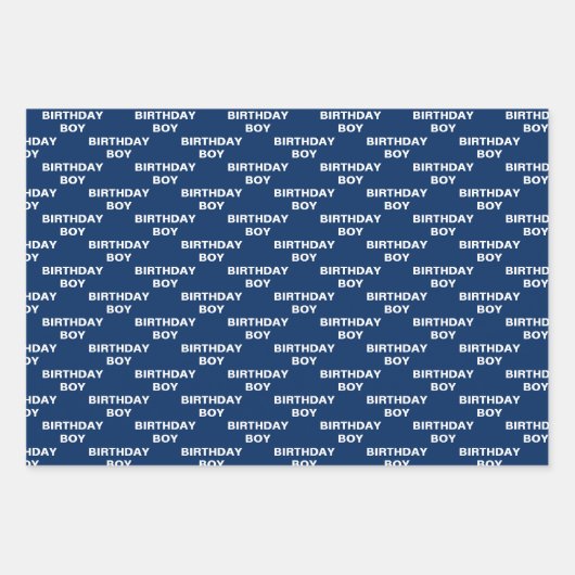 Feuille De Papier Cadeau Tons Bleu Garçon d'anniversaire (Devant 3)