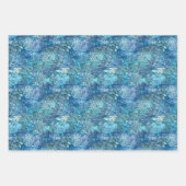 Feuille De Papier Cadeau Tons bleus (Devant)