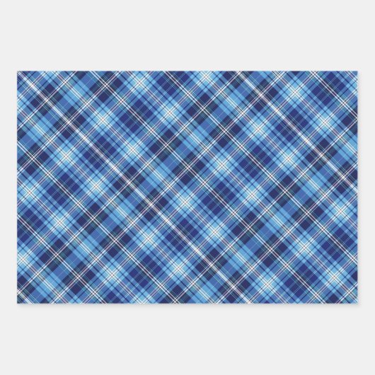 Feuille De Papier Cadeau Tons bleus et blancs plaqués (Devant)