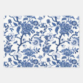 Feuille De Papier Cadeau Tons Chinoiserie bleu (Devant 3)