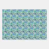 Feuille De Papier Cadeau Tons De Coquillages Bleus Et Motif D'Écre (Devant 3)