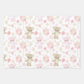 FEUILLE DE PAPIER CADEAU TONS PASTEL DES ÉTOILES NOUNOURS ROSE & TONNE (Devant)