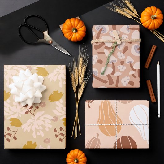 Feuille De Papier Cadeau Tons pastel saisonniers Automne