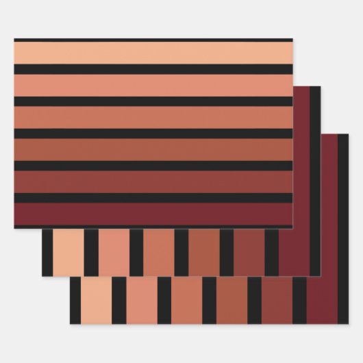 Feuille De Papier Cadeau Tons Rouges Sur Noir (Lot)