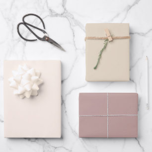 Feuille De Papier Cadeau Tons Terre Chic Crème de sable Mauve Couleur Solid