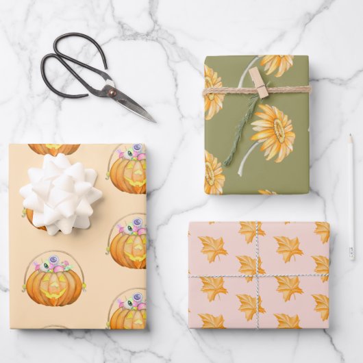 Feuille De Papier Cadeau Tons Terre Halloween (Recto)