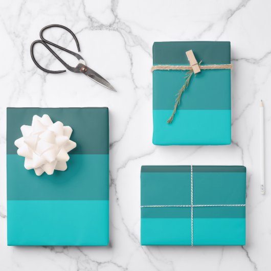 Feuille De Papier Cadeau Tons Turquoise (Recto)