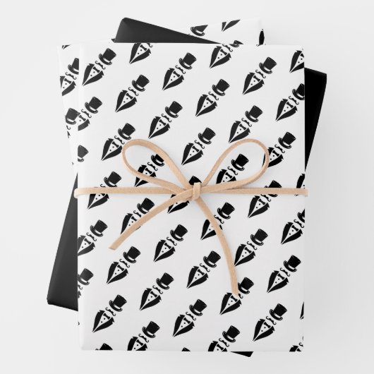 Feuille De Papier Cadeau Top Hat Tuxedo Mustache Mariage (En situation)
