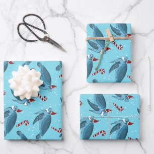 Feuille De Papier Cadeau Tortue de mer de Noël