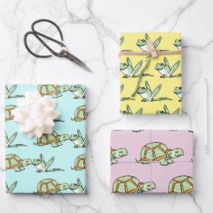 Feuille De Papier Cadeau Tortue et grenouille