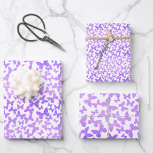 Feuille De Papier Cadeau Toss papillon (Lavande)