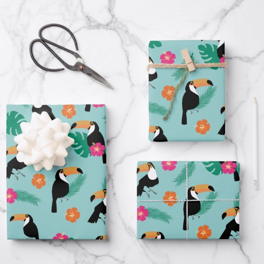 Feuille De Papier Cadeau Toucans (Recto)