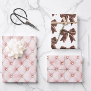 Feuille De Papier Cadeau Touffes de rose gold Arc rose doré Baby Shower