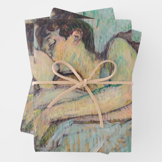 Feuille De Papier Cadeau Toulouse-Lautrec - En Lit, Baiser (En situation)